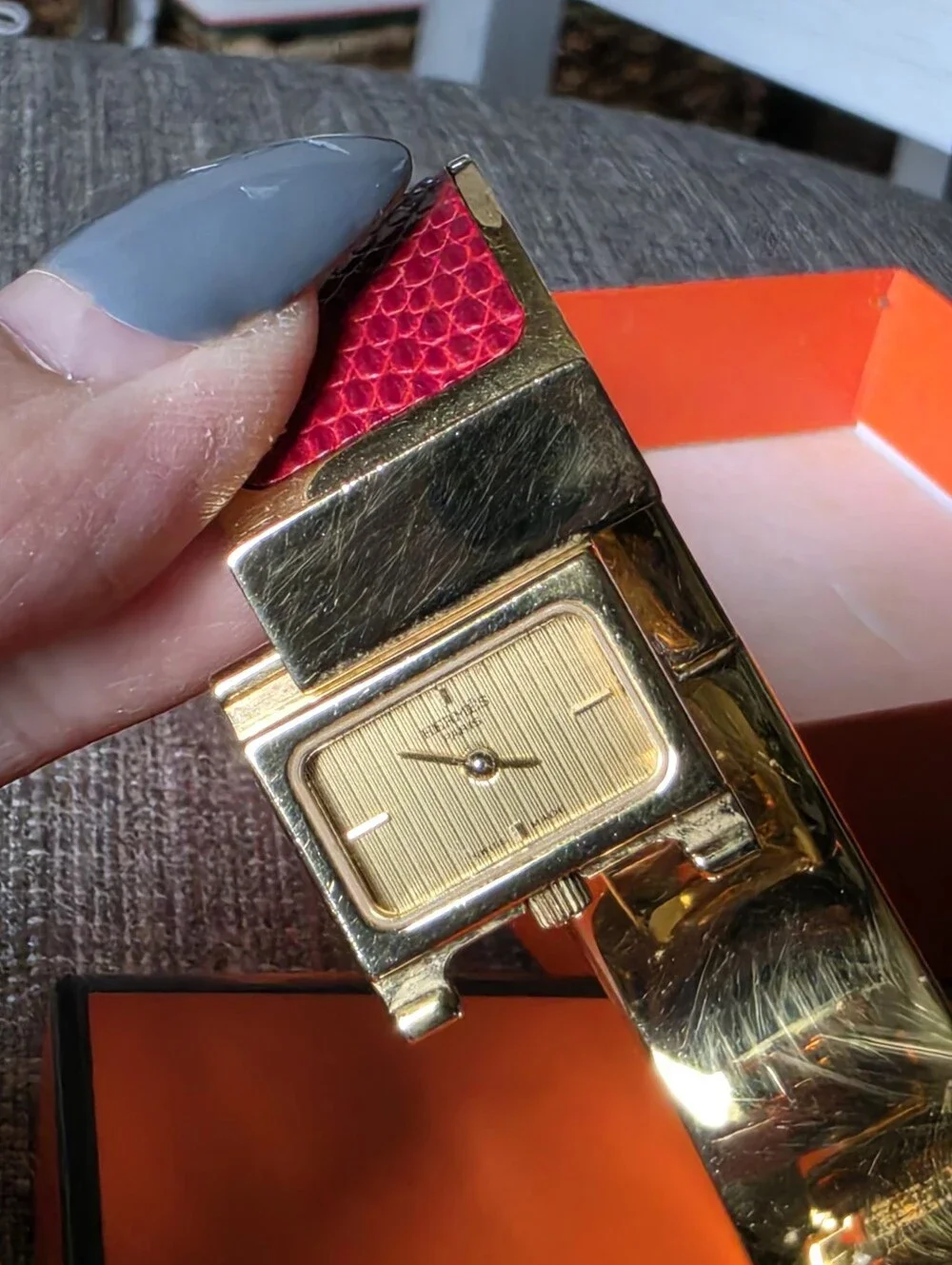 Authentic Hermes Loquet Bangle Bracelet Watch